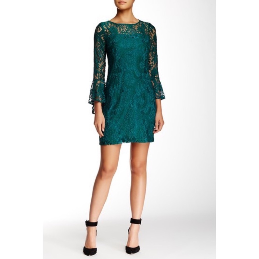 Sandra Darren Pine Green Lace Dress
